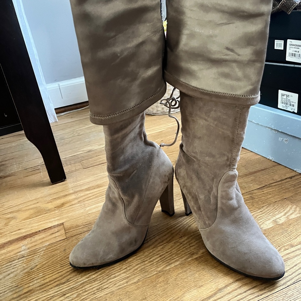 AUTHENTIC Stuart Weitzman Suede Over The Knee Heeled Boots